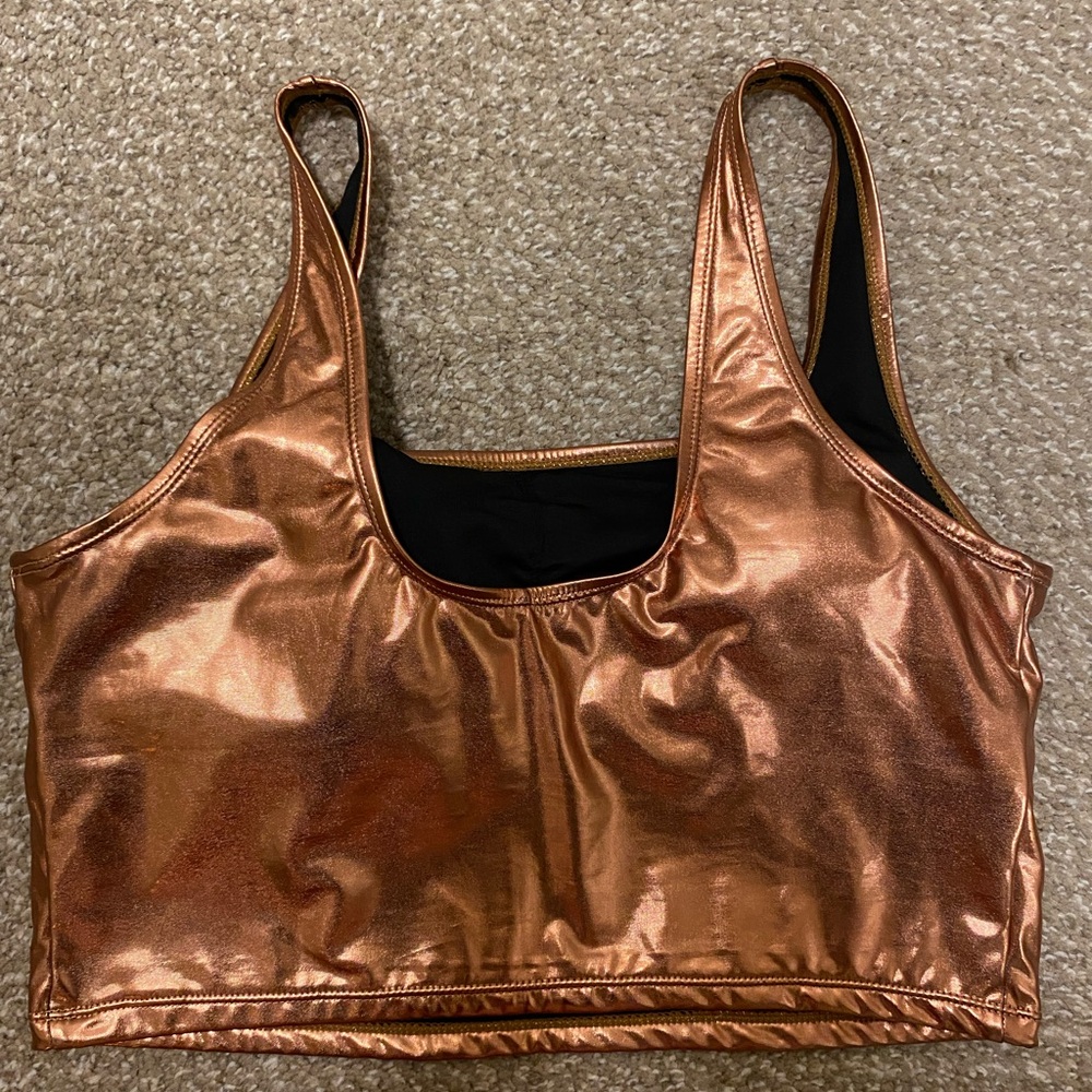 Fashion Nova Metallic Copper Swim Top
